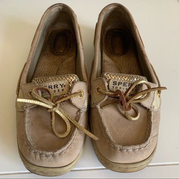 Sperry Angelfish Linen Gold Glitter Slip On Shoe - Picture 2 of 8